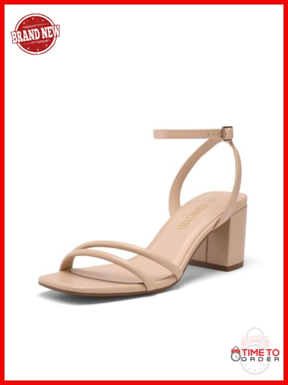 Chunky Block Heel Sandals Faux Leather Ankle Strap